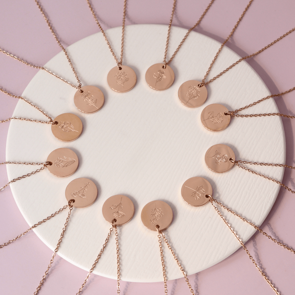 18k Rose Gold Birth Flower Necklace