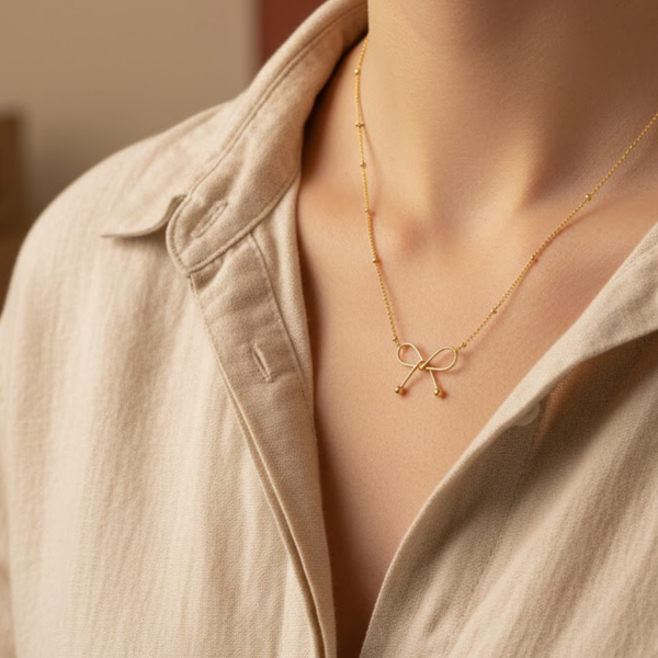 18k Gold Plated Opulent Ribbon Bow Necklace