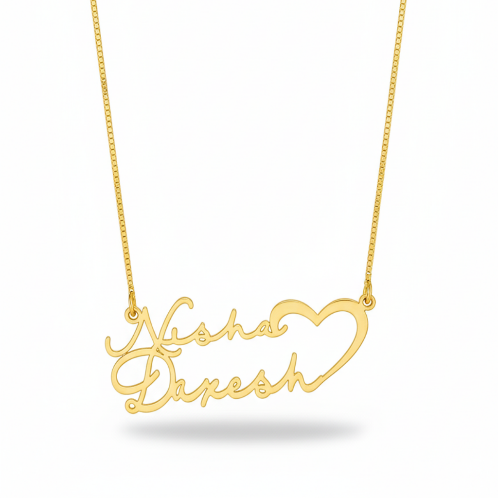 Lovers Engraved Name Necklace