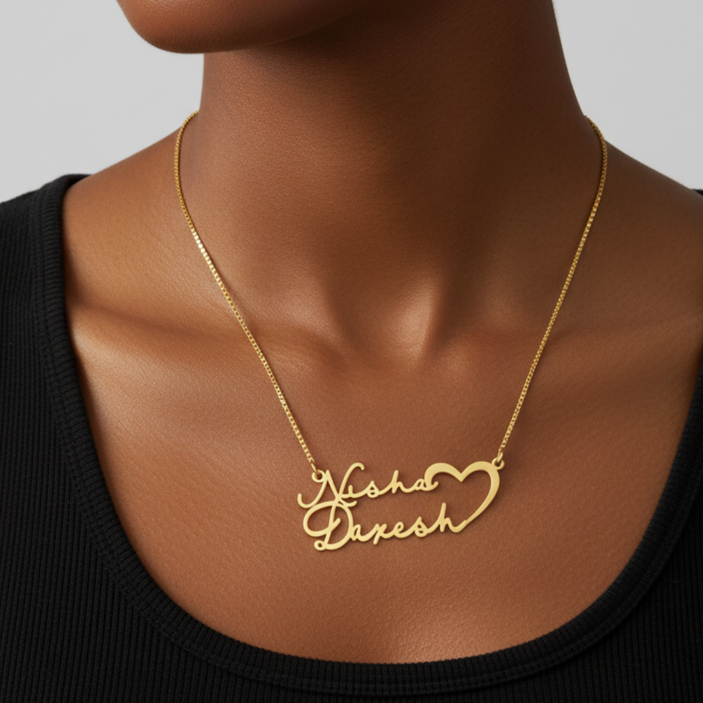Lovers Engraved Name Necklace