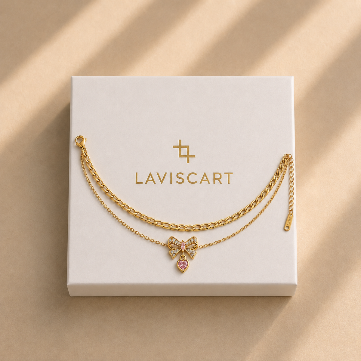 Pink Crystal Heart Anklet