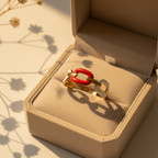Red Link Ring - 18k Gold (Demi Fine)