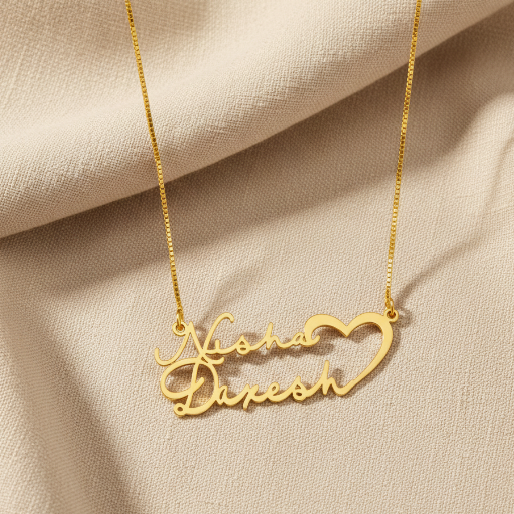 Lovers Engraved Name Necklace