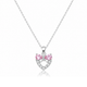 Heart And Bow Pink Zircon Diamond Necklace