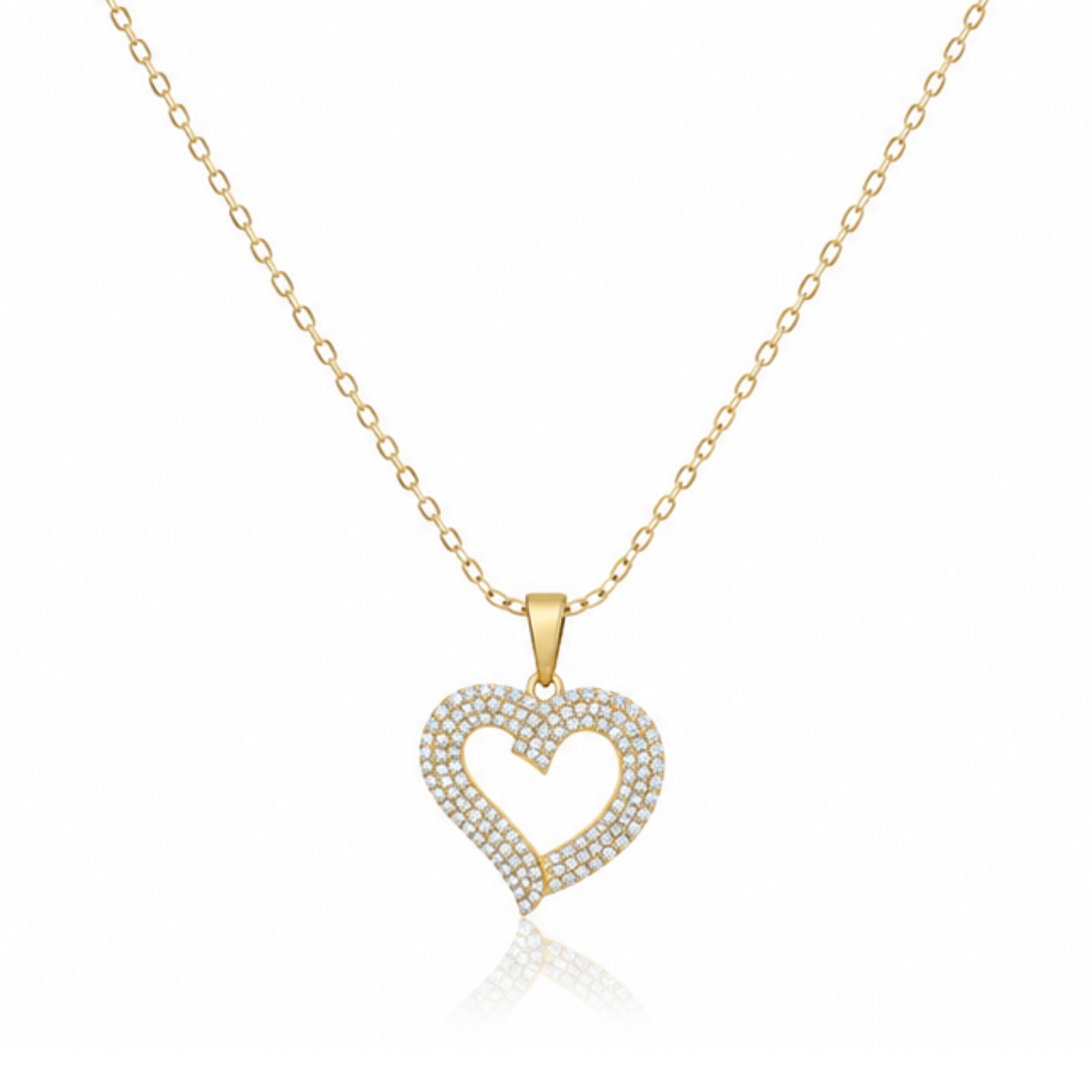 Hollow Heart Zircon Diamond Necklace