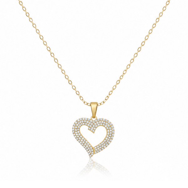 Hollow Heart Zircon Diamond Necklace