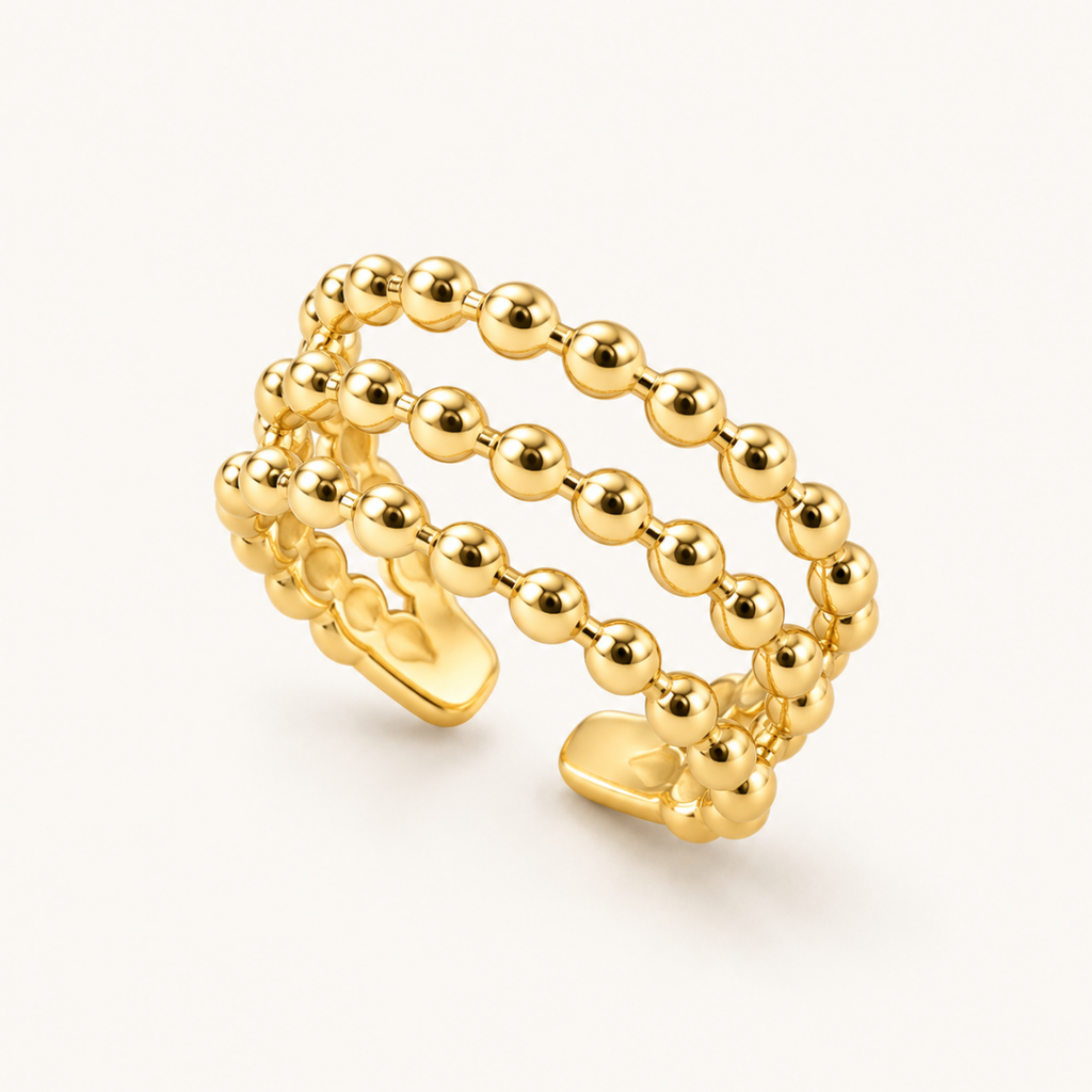 Triple Bead Ring - 18k Gold (Demi Fine)