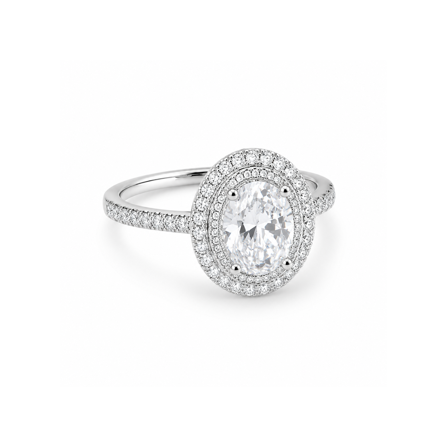Oval Double Halo Zircon Ring