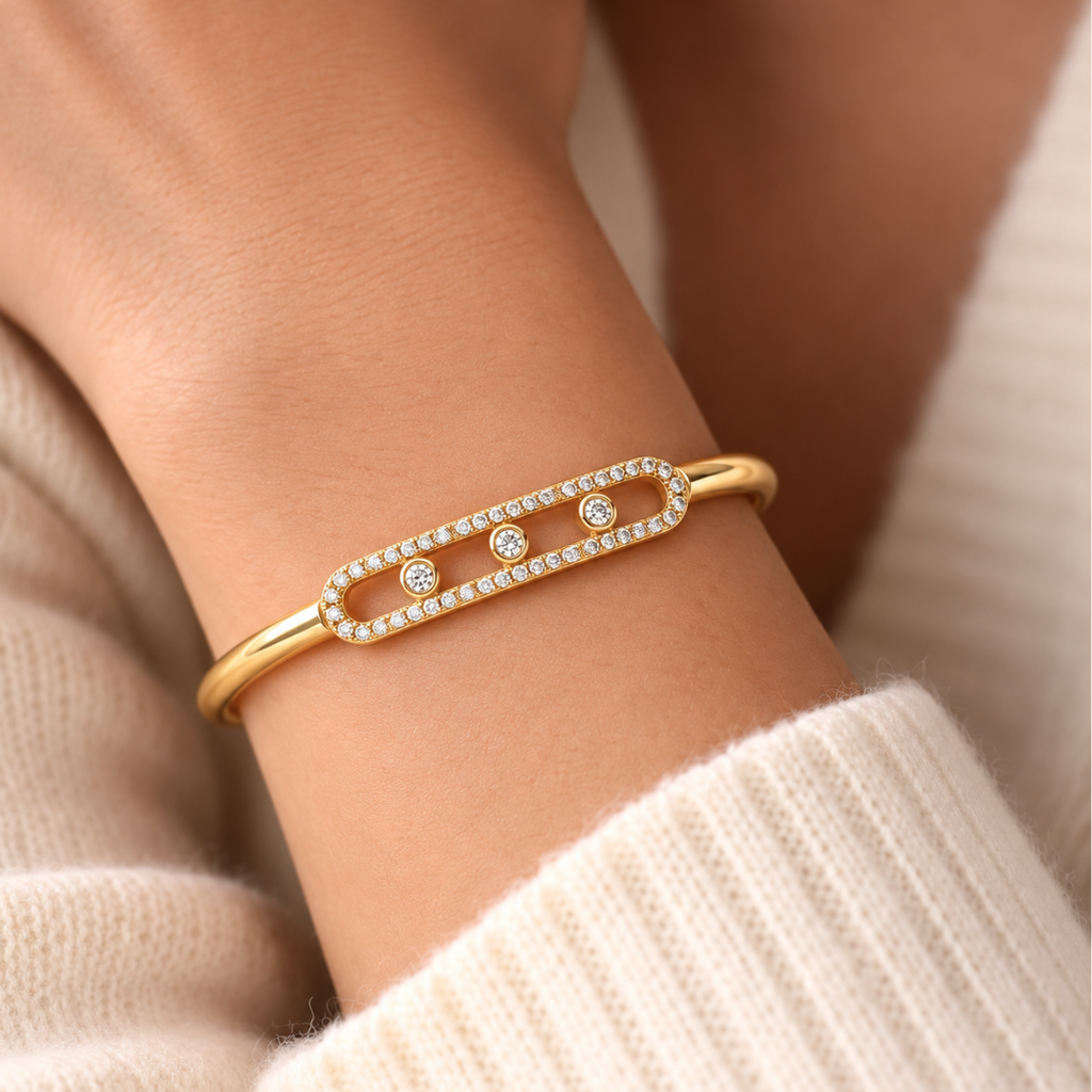 Three Dot Kada - 18k Gold ( Demi Fine )