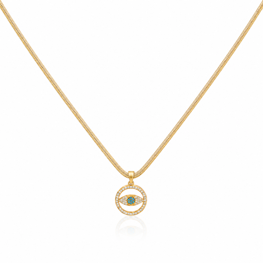 Golden Nazar Pendant Necklace.