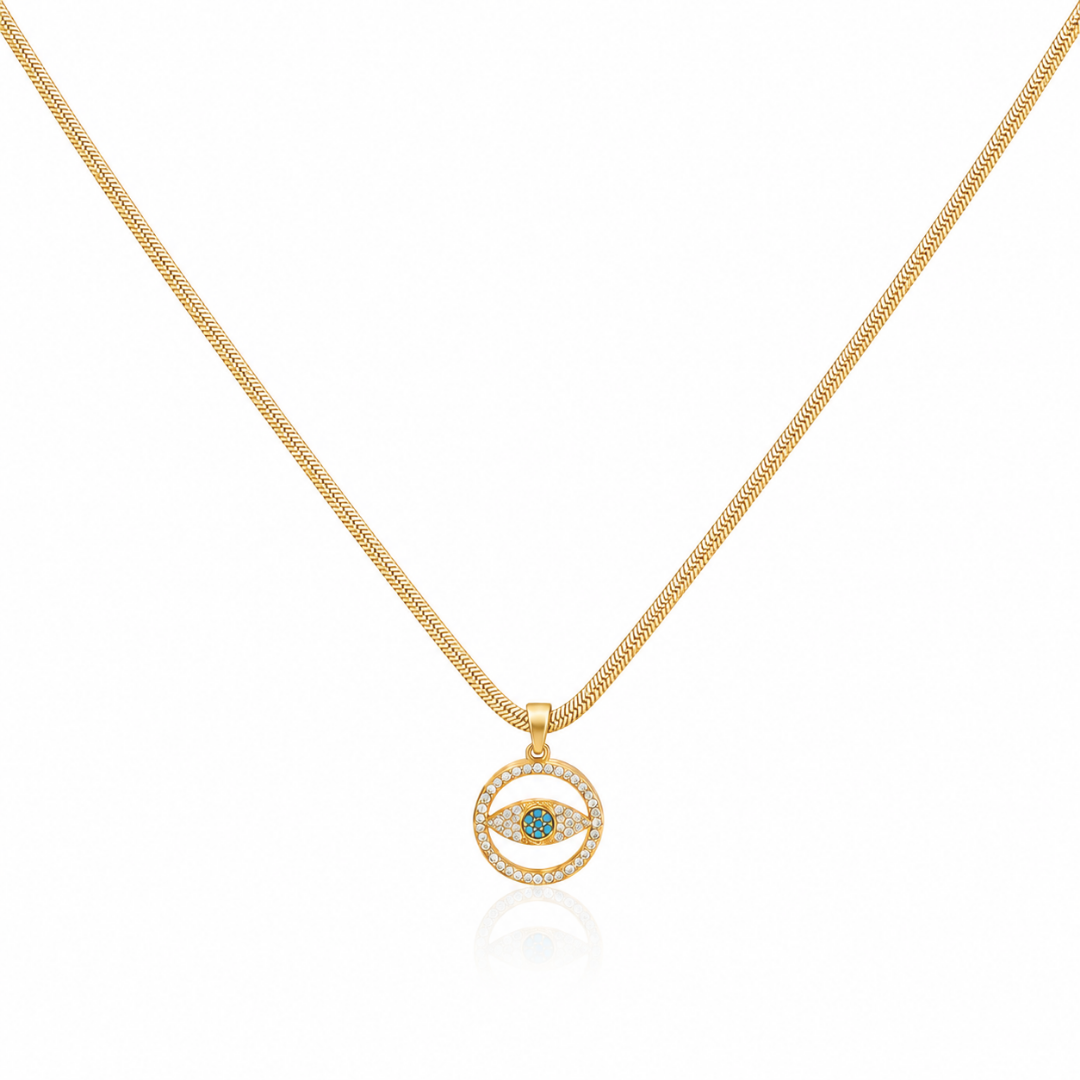 Golden Nazar Pendant Necklace.