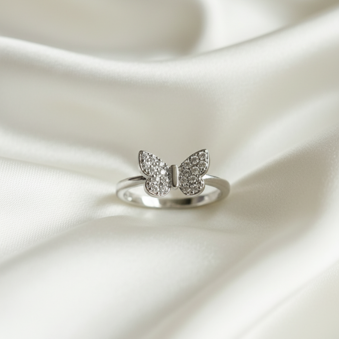 Minimalistic Butterfly Zircon Ring