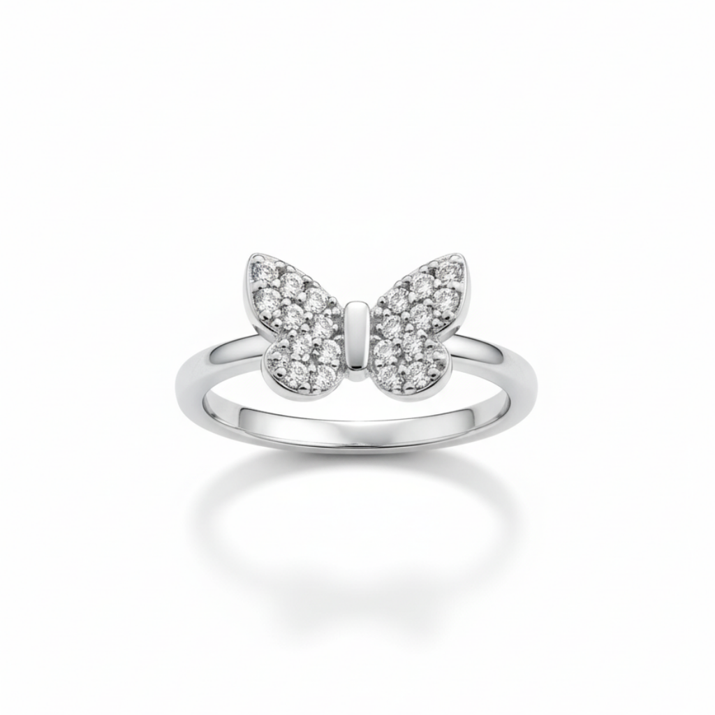Minimalistic Butterfly Zircon Ring