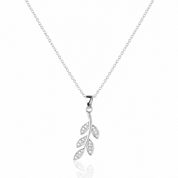 Leaf Pendant Zircon Diamond Necklace