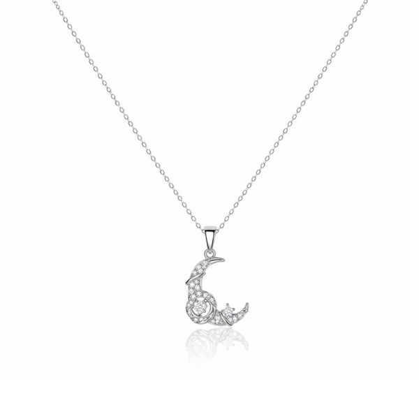 Moonlit Crescent Zircon Necklace