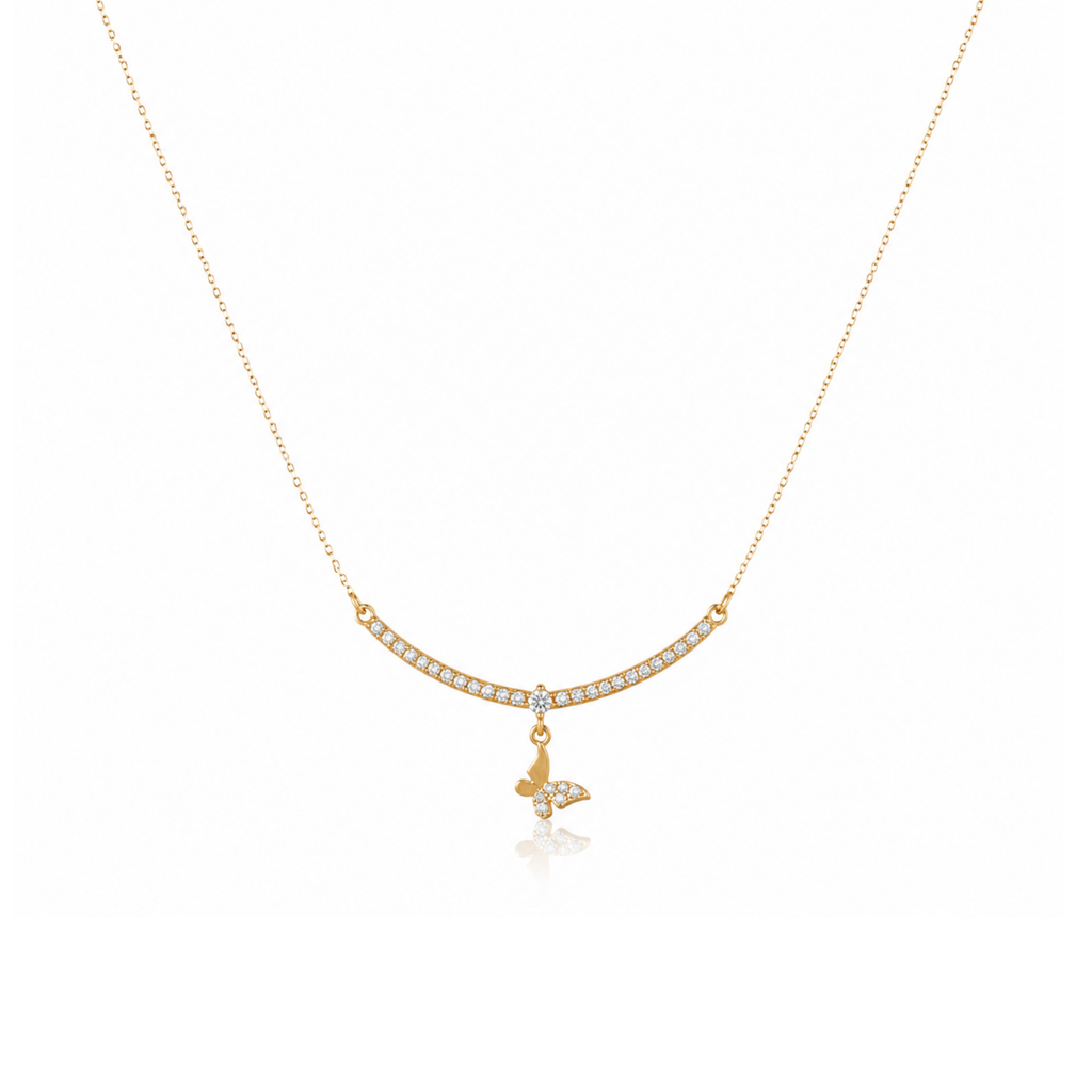 Minimalistic Butterfly Zircon Diamond Necklace