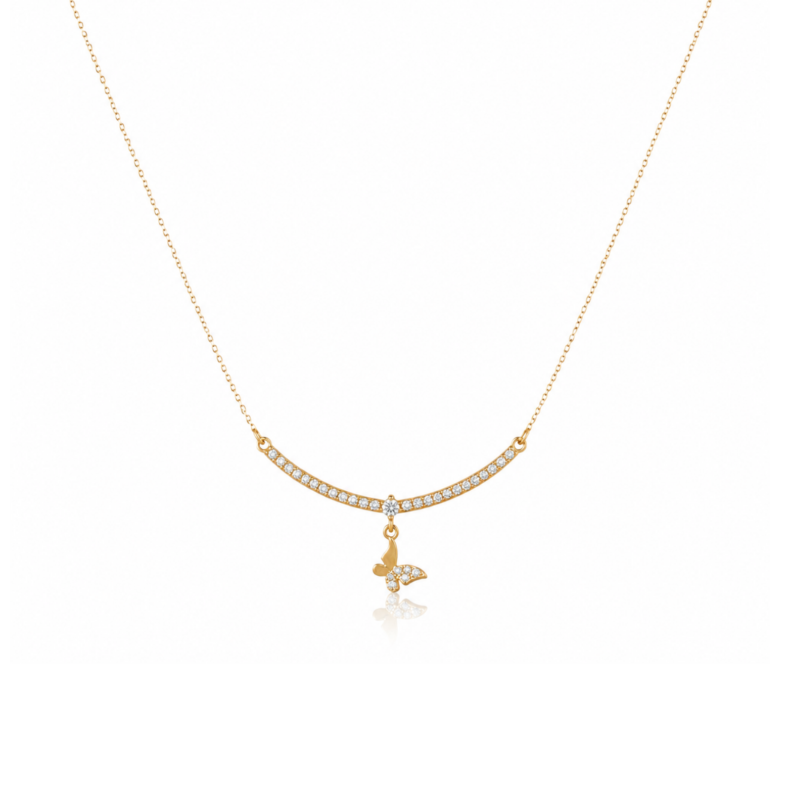 Minimalistic Butterfly Zircon Diamond Necklace