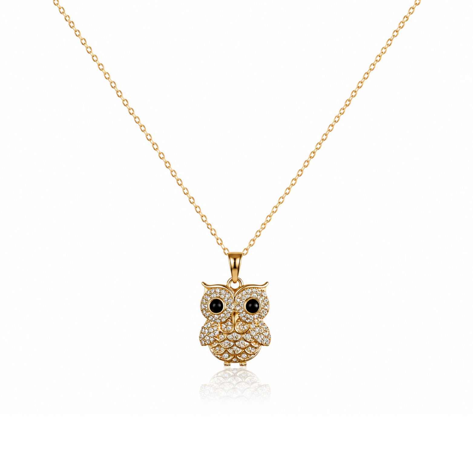 Owl Theme Zircon Diamond Necklace