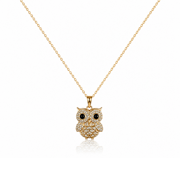 Owl Theme Zircon Diamond Necklace