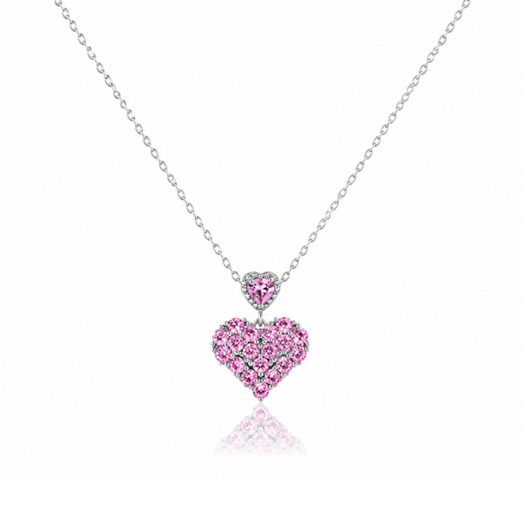 Pink Heart Zircon Diamond Necklace