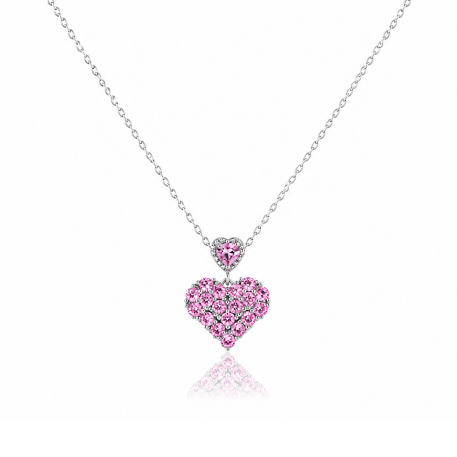 Pink Heart Zircon Diamond Necklace