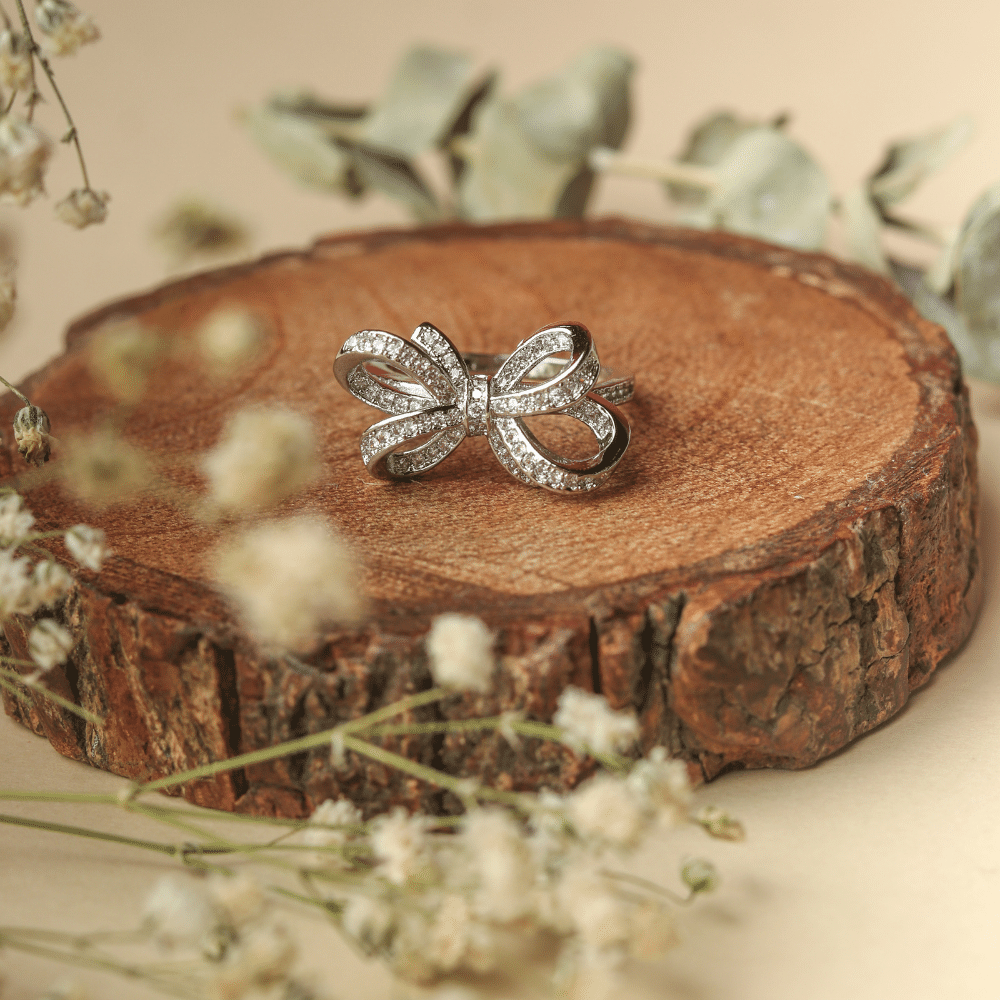 Zircon Ribbon Knot Ring