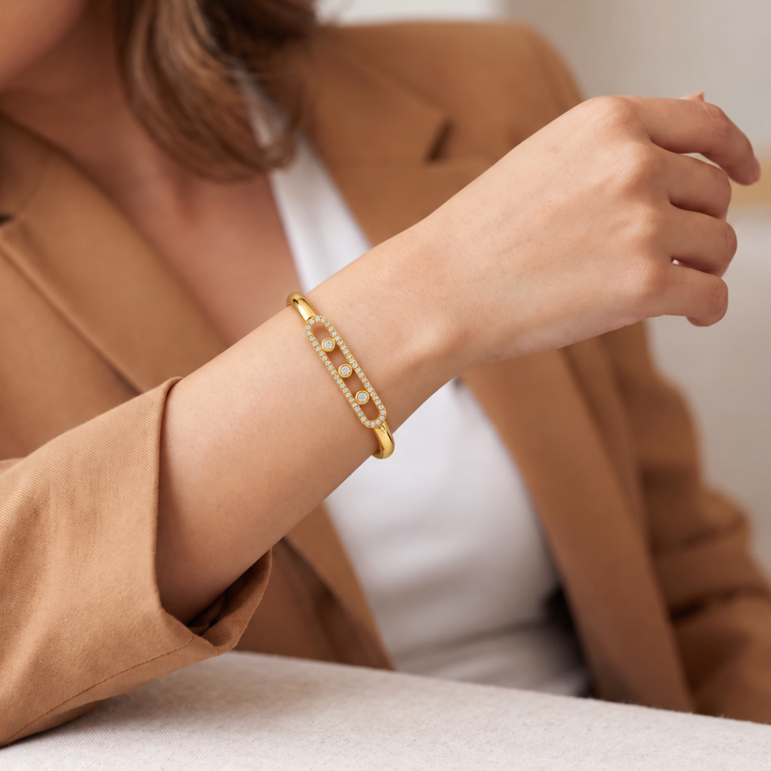 Three Dot Kada - 18k Gold ( Demi Fine )