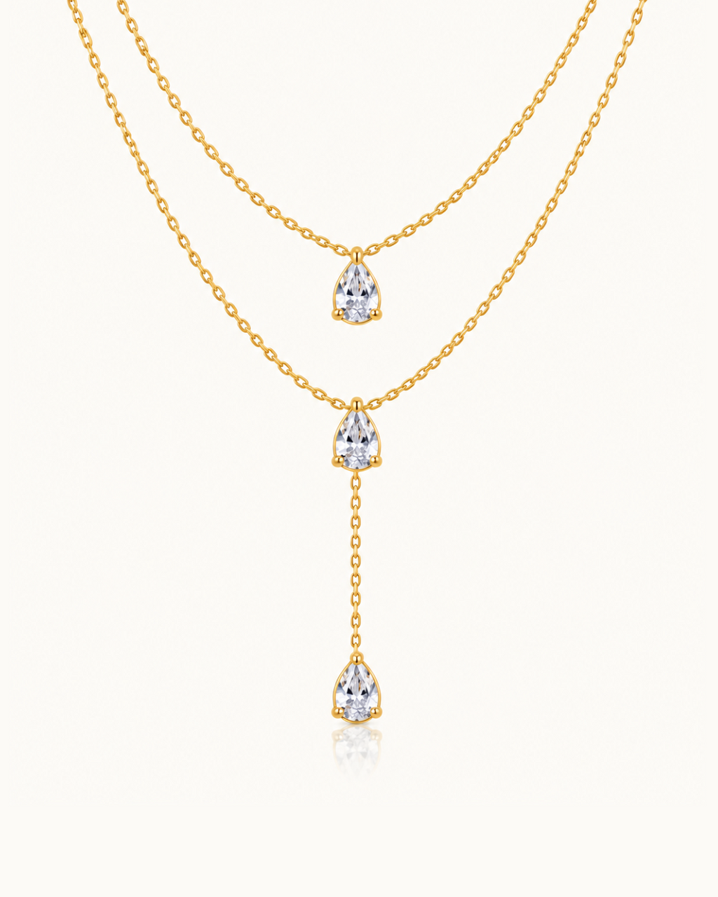 Double Layer Pear Necklace - 18k Gold ( Demi Fine )