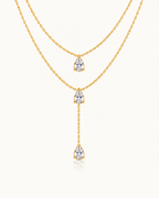 Double Layer Pear Necklace - 18k Gold ( Demi Fine )