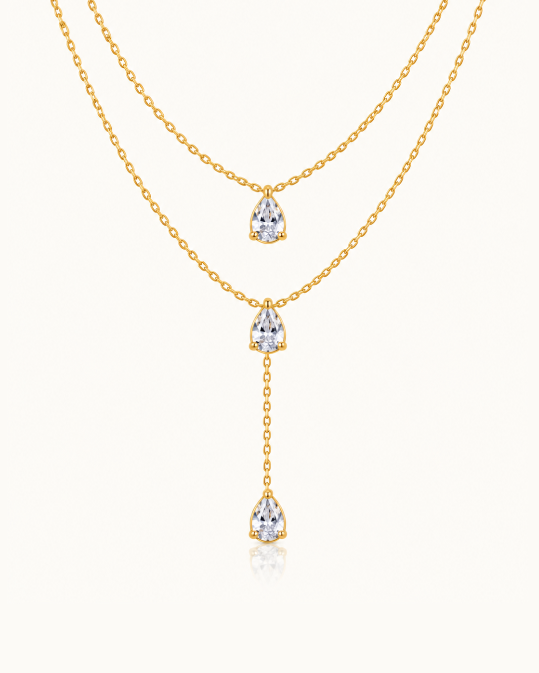 Double Layer Pear Necklace - 18k Gold ( Demi Fine )