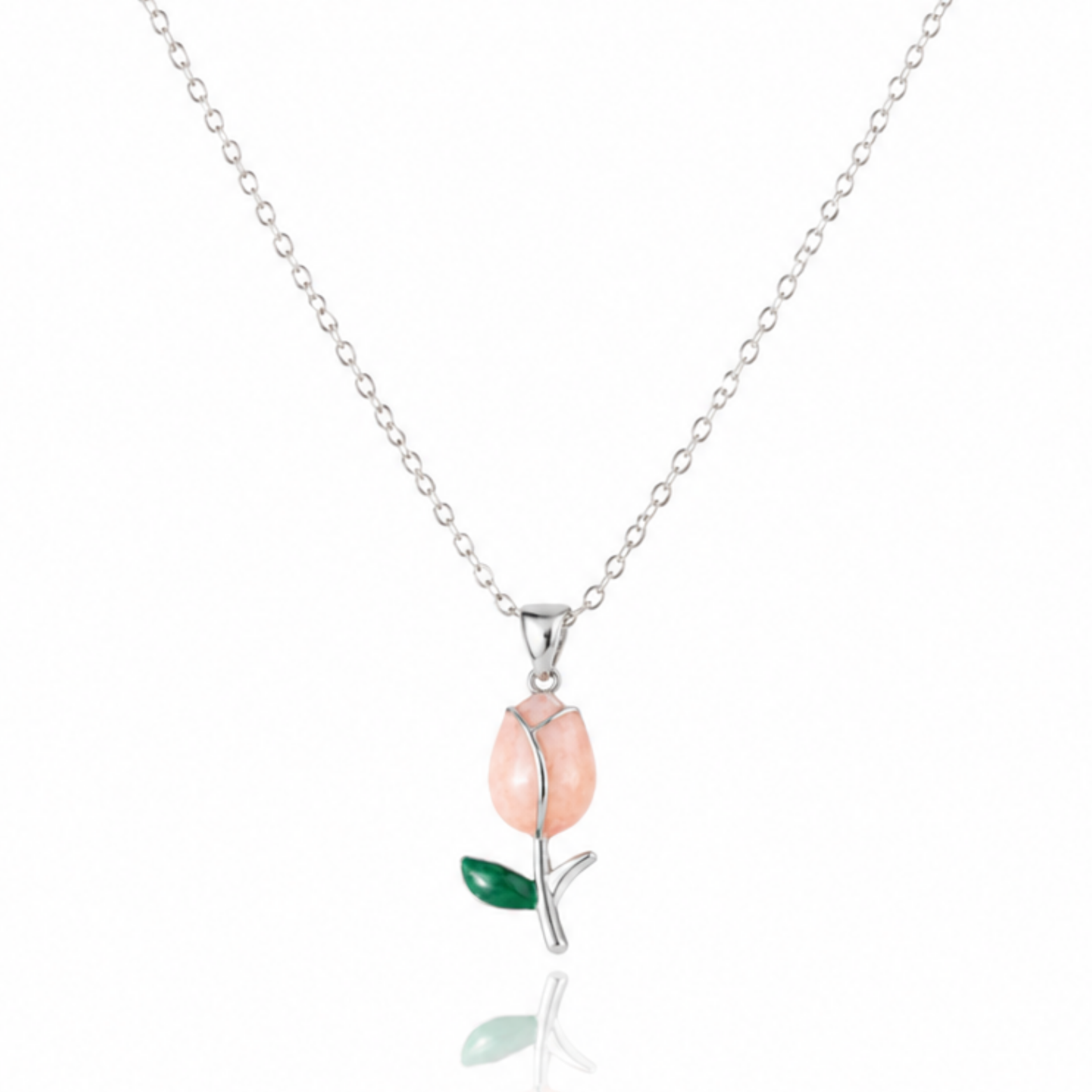 Pink Tulip Charm Necklace
