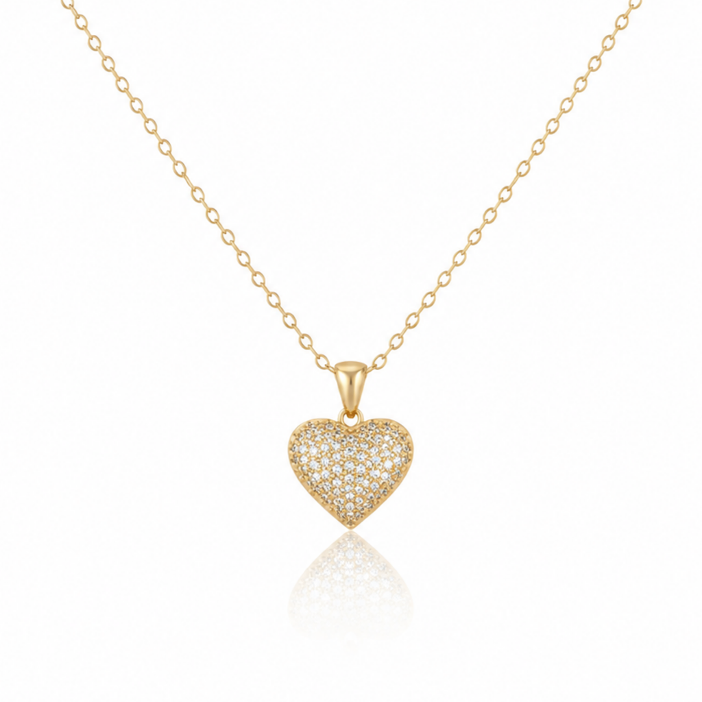 Popping Heart Zircon Diamond Necklace