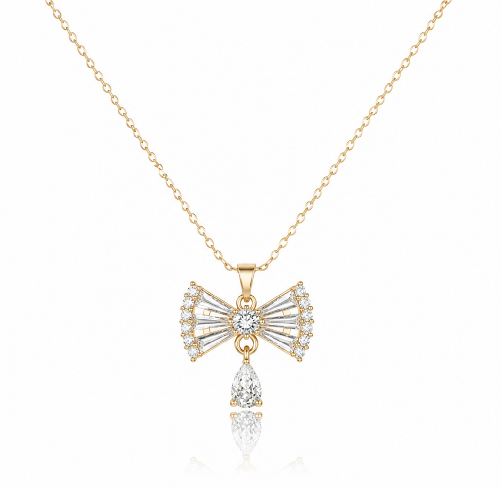 Pretty Bows Zircon Diamond Necklace