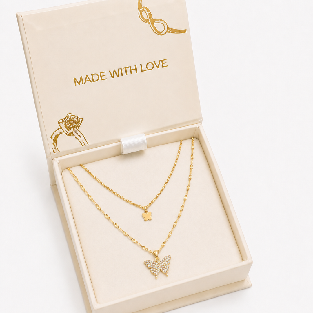 Crystal Flutter Layered Necklace