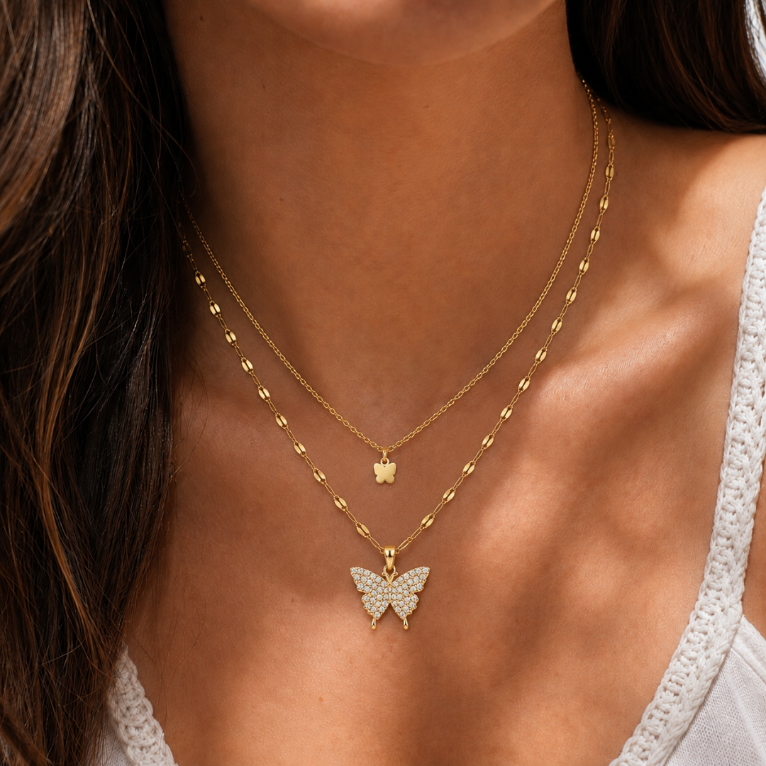 Crystal Flutter Layered Necklace
