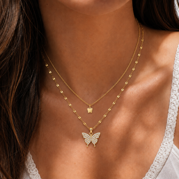 Crystal Flutter Layered Necklace