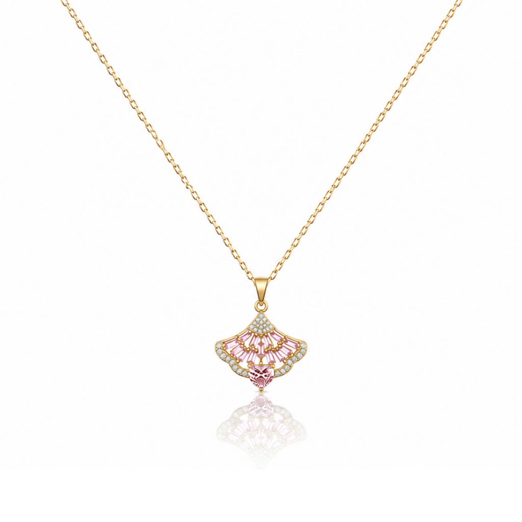 Shell-Shaped Zircon Diamond Necklace