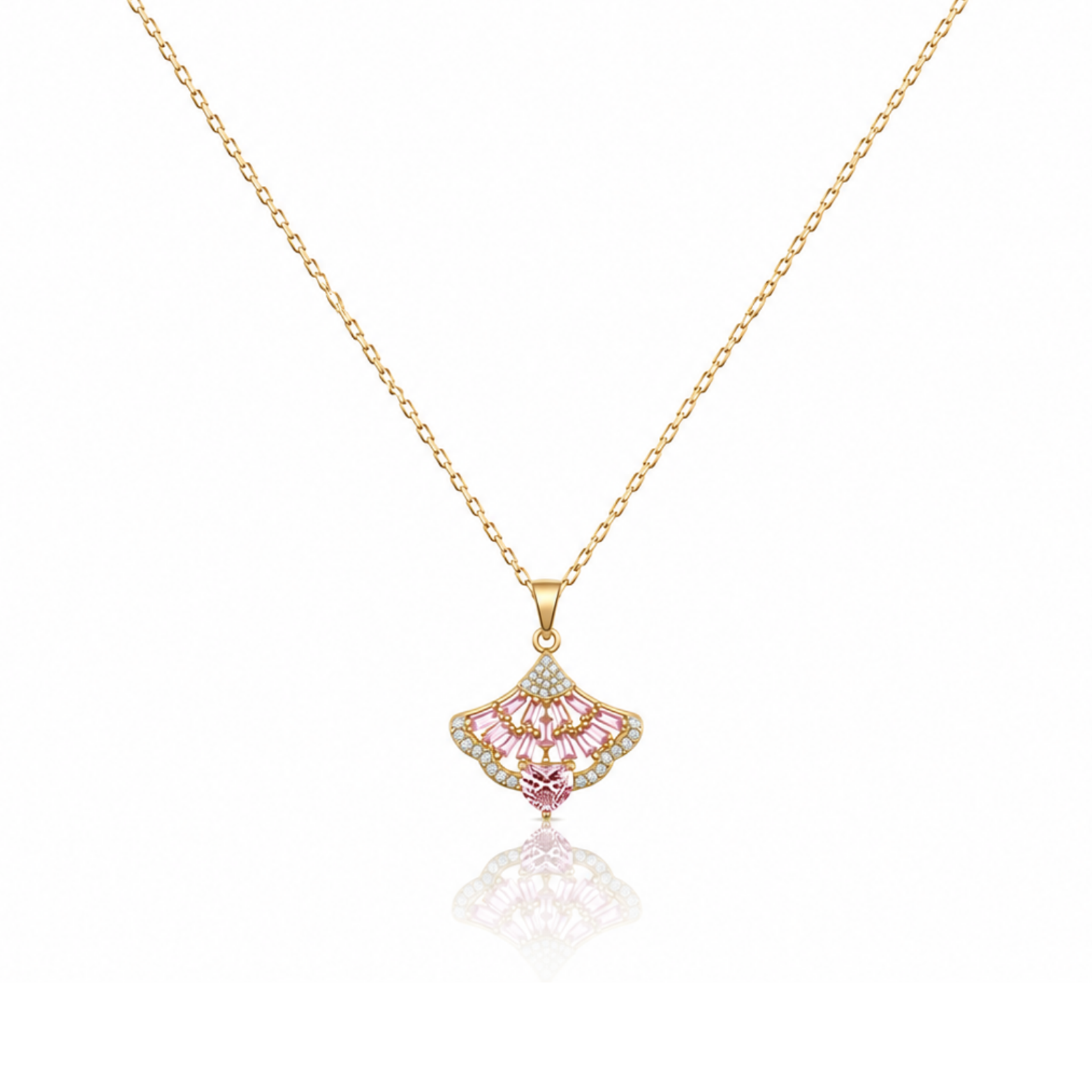 Shell-Shaped Zircon Diamond Necklace
