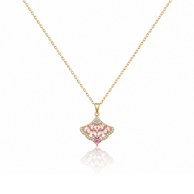 Shell-Shaped Zircon Diamond Necklace