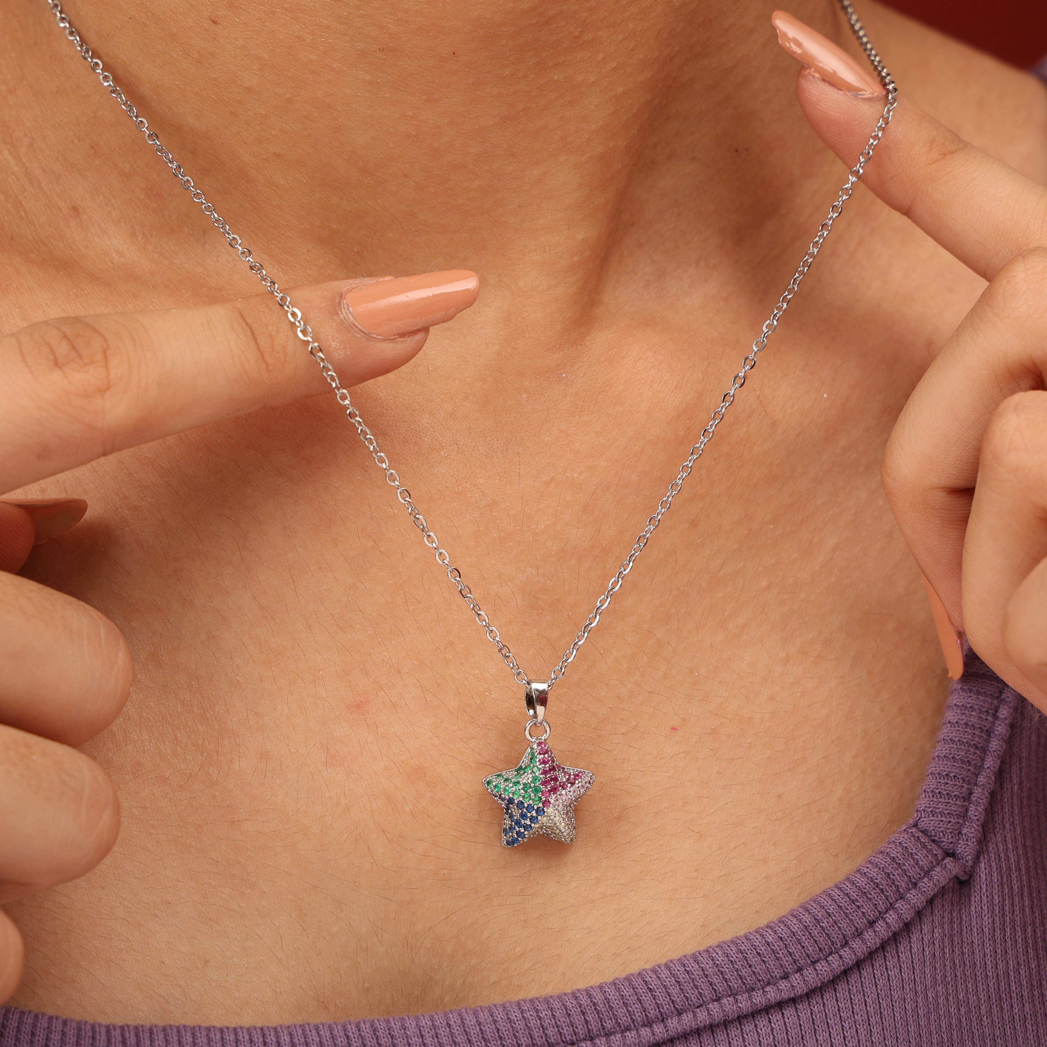 Celestial Rainbow Star Necklace