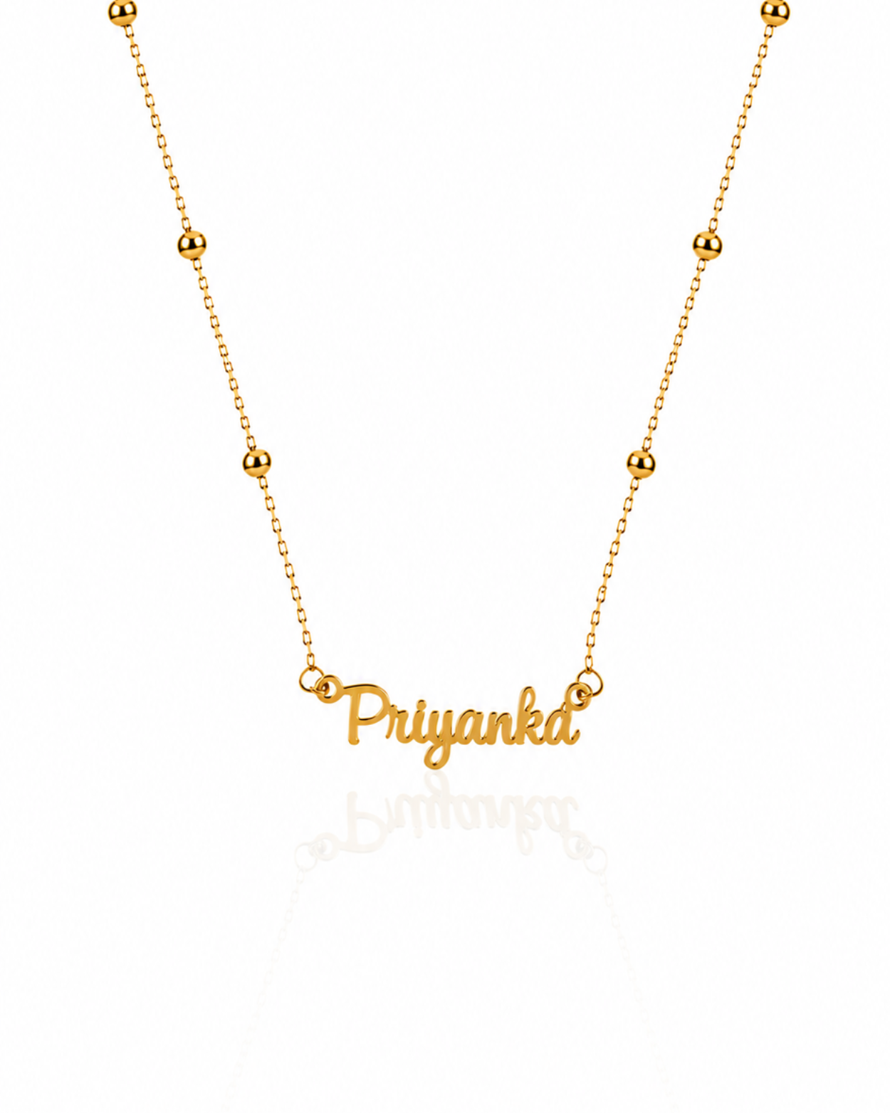 Cursive Name Necklace With Beaded Chain