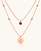 Birth Flower & Birth Stone Necklace