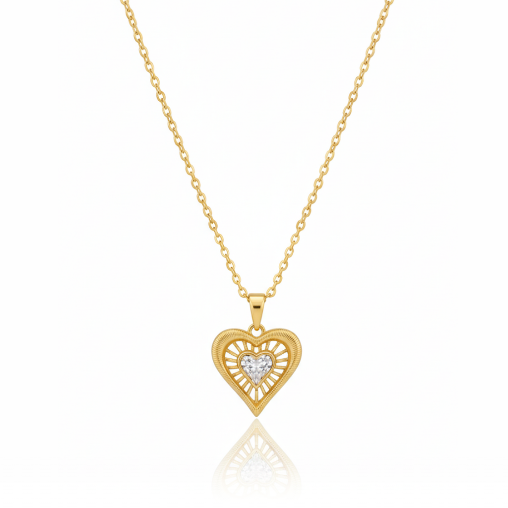Zircon Diamond Studded Heart Necklace