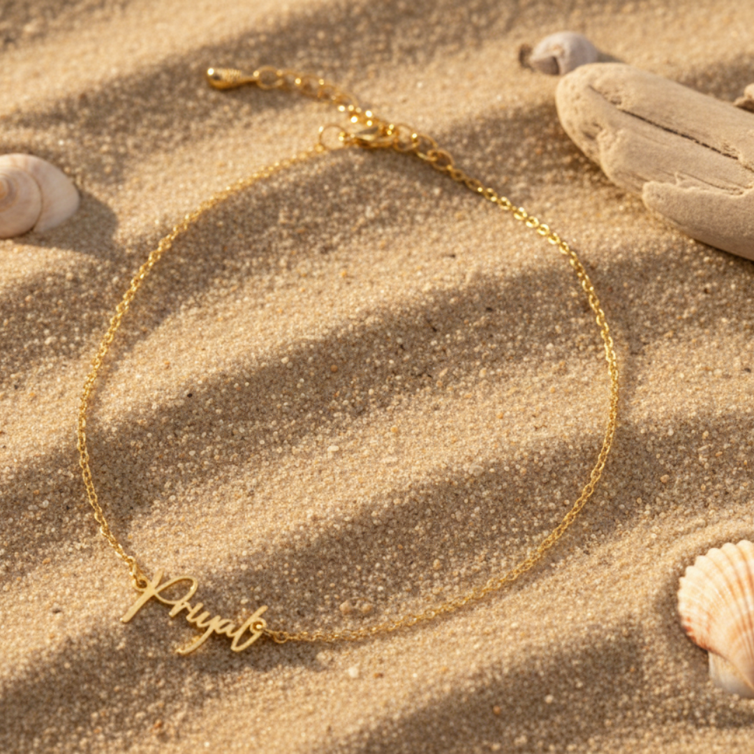 The Flowing Signature Name Anklet