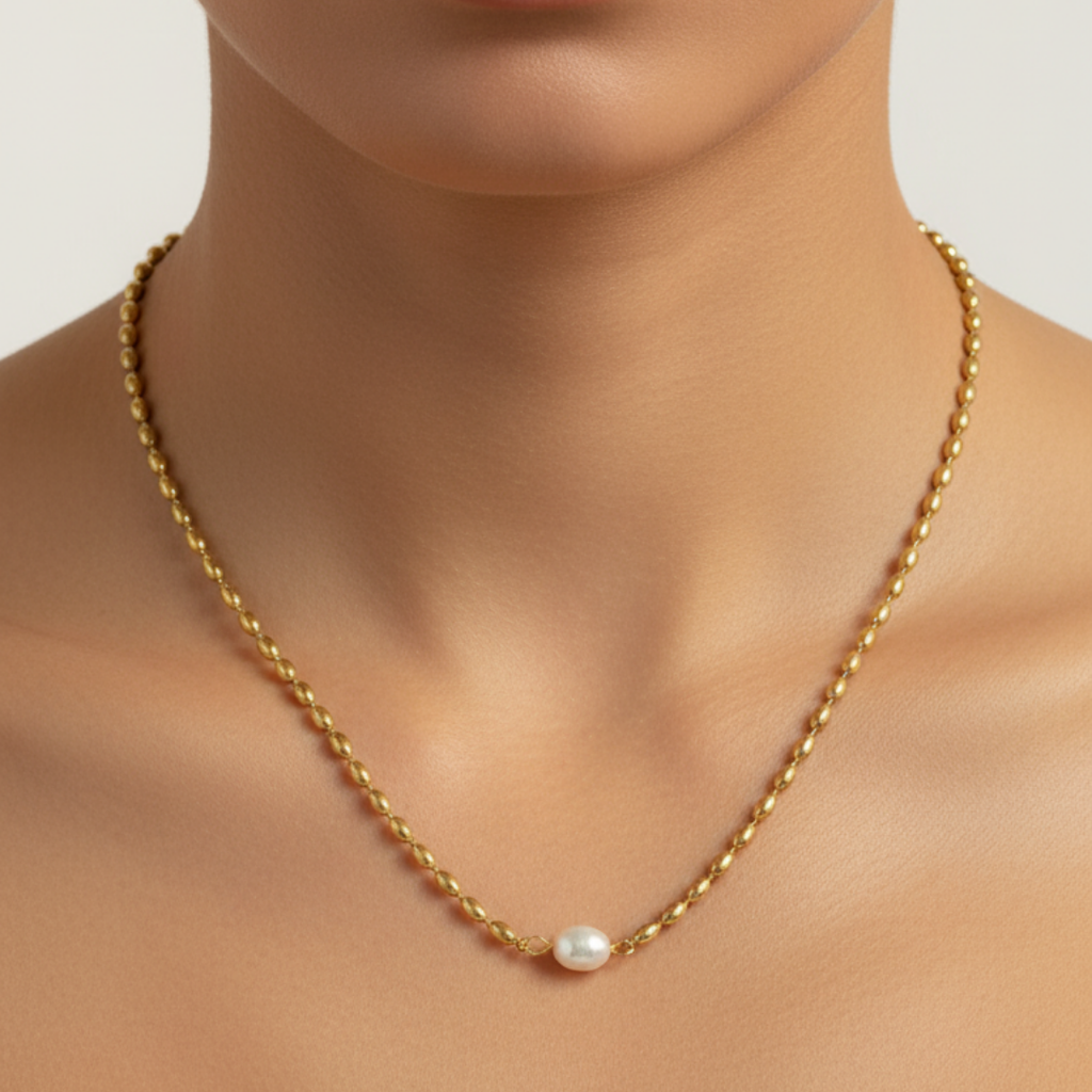 Vintage Bead Necklace With Pearl