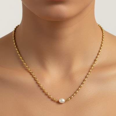 Vintage Bead Necklace With Pearl