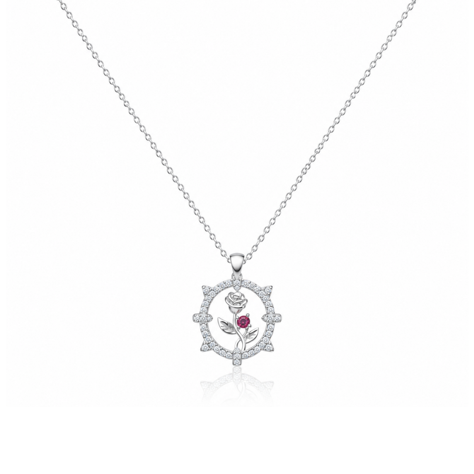 Vintage Charm Red Zircon Diamond Necklace
