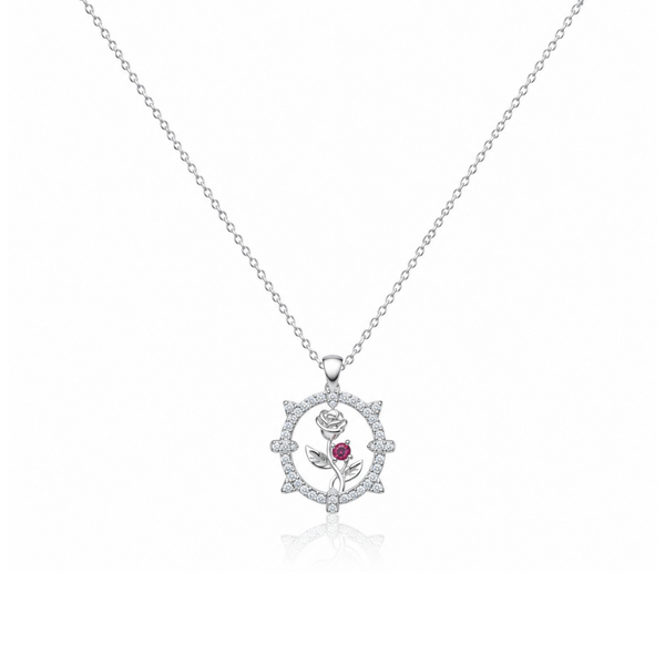 Vintage Charm Red Zircon Diamond Necklace