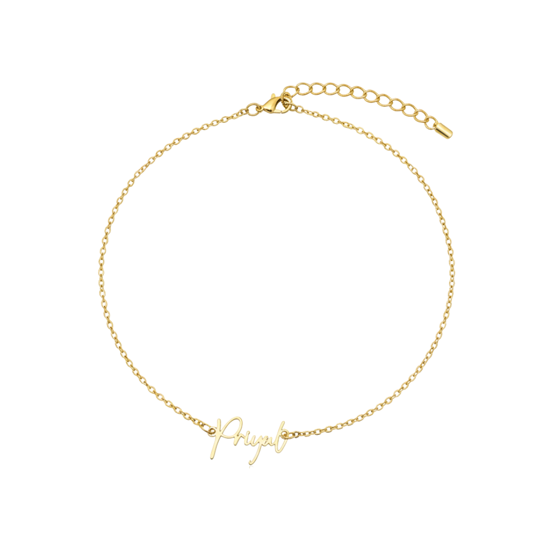 The Flowing Signature Name Anklet