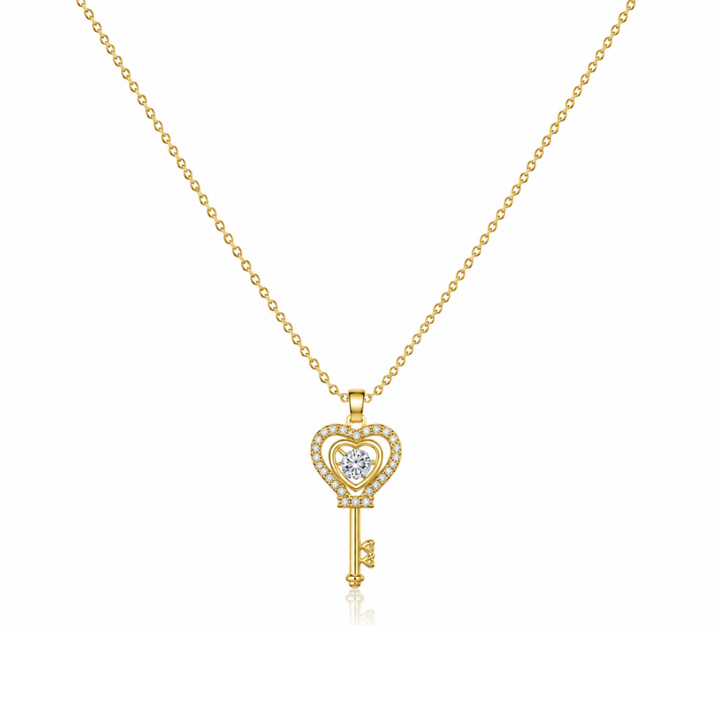 Zircon Studded Key Necklace